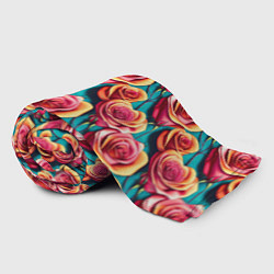 Плед флисовый Паттерн с розами, цвет: 3D-велсофт — фото 2