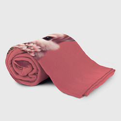 Плед флисовый Розовый заяц с цветами, цвет: 3D-велсофт — фото 2