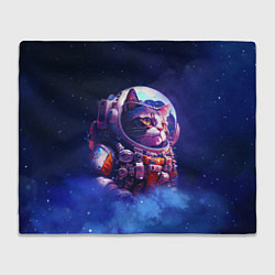 Плед флисовый Кот в космическом скафандре, цвет: 3D-велсофт