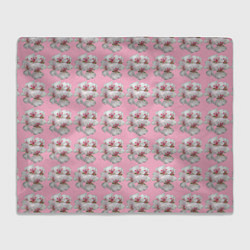 Плед флисовый Flowers on a pink background, цвет: 3D-велсофт
