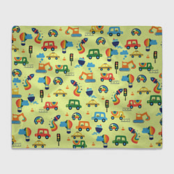 Плед флисовый Радуга и машинки - паттерн зеленый, цвет: 3D-велсофт