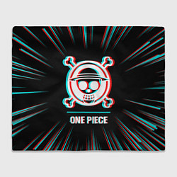 Плед флисовый Символ One Piece в стиле glitch на темном фоне, цвет: 3D-велсофт
