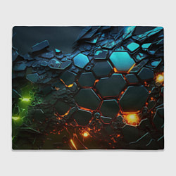 Плед флисовый Объемные разломленные плитки, цвет: 3D-велсофт