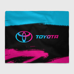 Плед флисовый Toyota - neon gradient: надпись и символ, цвет: 3D-велсофт