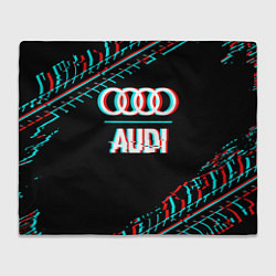Плед флисовый Значок Audi в стиле glitch на темном фоне, цвет: 3D-велсофт