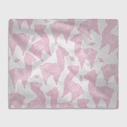 Плед флисовый Розовые альпаки - паттерн, цвет: 3D-велсофт
