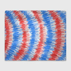 Плед флисовый Тай-дай красный с голубым, цвет: 3D-велсофт