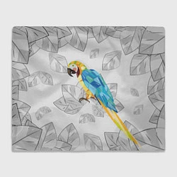 Плед флисовый Попугай на сером фоне, цвет: 3D-велсофт