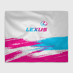 Плед флисовый Lexus neon gradient style: символ сверху, цвет: 3D-велсофт