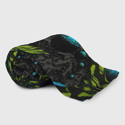 Плед Зеленые абстрактные листья / 3D-Велсофт – фото 2