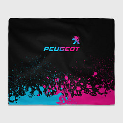 Плед флисовый Peugeot - neon gradient: символ сверху, цвет: 3D-велсофт