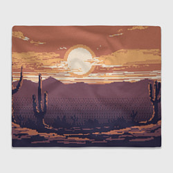 Плед флисовый Пиксельный пейзаж пустыни, цвет: 3D-велсофт