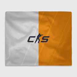 Плед флисовый Counter Strike 2 White Orange Stripes, цвет: 3D-велсофт