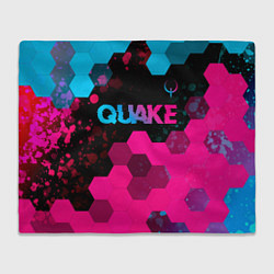 Плед флисовый Quake - neon gradient: символ сверху, цвет: 3D-велсофт