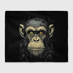 Плед флисовый Портрет обезьяны: арт нейросети, цвет: 3D-велсофт