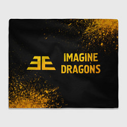 Плед флисовый Imagine Dragons - gold gradient: надпись и символ, цвет: 3D-велсофт
