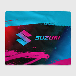 Плед флисовый Suzuki - neon gradient: надпись и символ, цвет: 3D-велсофт