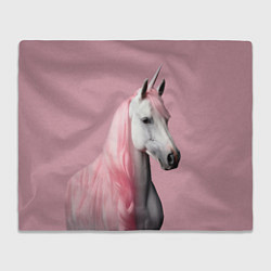 Плед флисовый Единорог розовая грива, цвет: 3D-велсофт