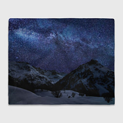 Плед флисовый Снежные горы и космос, цвет: 3D-велсофт
