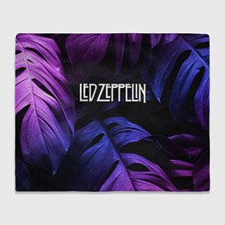 Плед флисовый Led Zeppelin neon monstera, цвет: 3D-велсофт