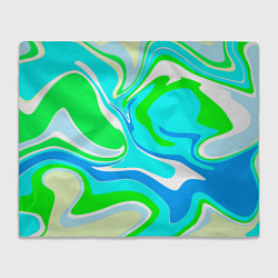 Плед флисовый Абстракция сине-зеленая, цвет: 3D-велсофт