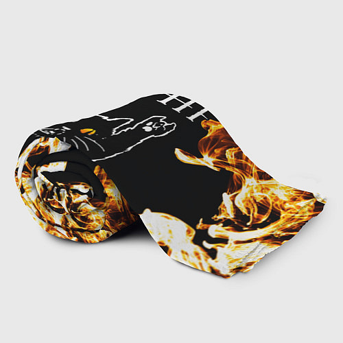 Плед HIM рок кот и огонь / 3D-Велсофт – фото 2