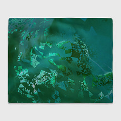 Плед флисовый Зелёные обрывки фигур, цвет: 3D-велсофт