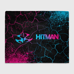 Плед флисовый Hitman - neon gradient: надпись и символ, цвет: 3D-велсофт