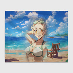 Плед флисовый Милая блондинка на пляже, цвет: 3D-велсофт