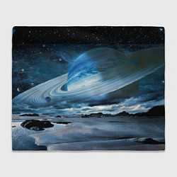 Плед флисовый Падение Сатурна - пейзаж, цвет: 3D-велсофт