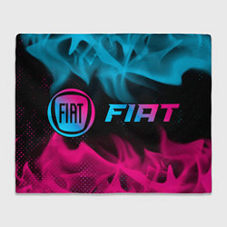 Плед флисовый Fiat - neon gradient: надпись и символ, цвет: 3D-велсофт