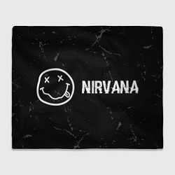 Плед флисовый Nirvana glitch на темном фоне: надпись и символ, цвет: 3D-велсофт