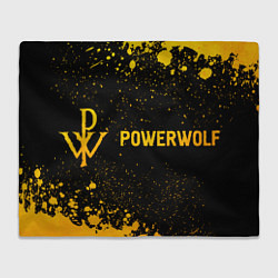 Плед флисовый Powerwolf - gold gradient: надпись и символ, цвет: 3D-велсофт