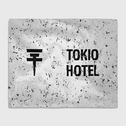 Плед флисовый Tokio Hotel glitch на светлом фоне: надпись и симв, цвет: 3D-велсофт