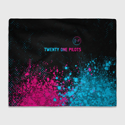 Плед флисовый Twenty One Pilots - neon gradient: символ сверху, цвет: 3D-велсофт