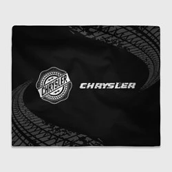 Плед флисовый Chrysler speed на темном фоне со следами шин: надп, цвет: 3D-велсофт