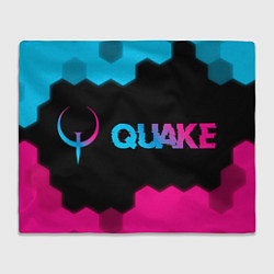 Плед флисовый Quake - neon gradient: надпись и символ, цвет: 3D-велсофт