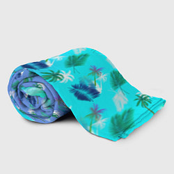 Плед флисовый Пальмы на голубом градиенте, цвет: 3D-велсофт — фото 2