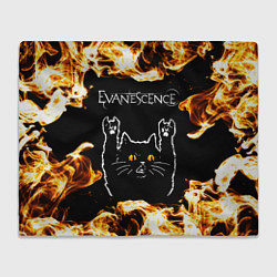 Плед флисовый Evanescence рок кот и огонь, цвет: 3D-велсофт