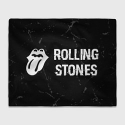 Плед флисовый Rolling Stones glitch на темном фоне: надпись и си, цвет: 3D-велсофт