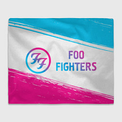 Плед флисовый Foo Fighters neon gradient style: надпись и символ, цвет: 3D-велсофт