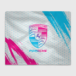 Плед флисовый Porsche neon gradient style, цвет: 3D-велсофт