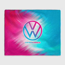 Плед флисовый Volkswagen neon gradient style, цвет: 3D-велсофт