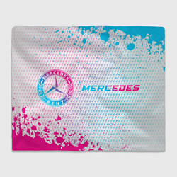 Плед флисовый Mercedes neon gradient style: надпись и символ, цвет: 3D-велсофт