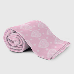 Плед флисовый Розовое кружево сердечки, цвет: 3D-велсофт — фото 2