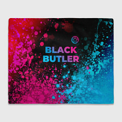 Плед флисовый Black Butler - neon gradient: символ сверху, цвет: 3D-велсофт