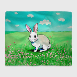 Плед флисовый Заяц на лугу рисунок, цвет: 3D-велсофт