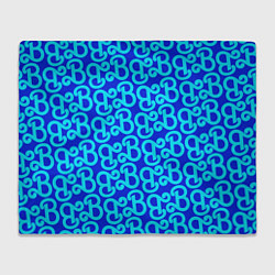Плед флисовый Логотип Барби - синий паттерн, цвет: 3D-велсофт