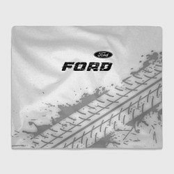 Плед флисовый Ford speed на светлом фоне со следами шин: символ, цвет: 3D-велсофт