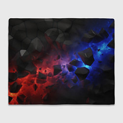 Плед флисовый Синие и красные абстрактные элементы, цвет: 3D-велсофт